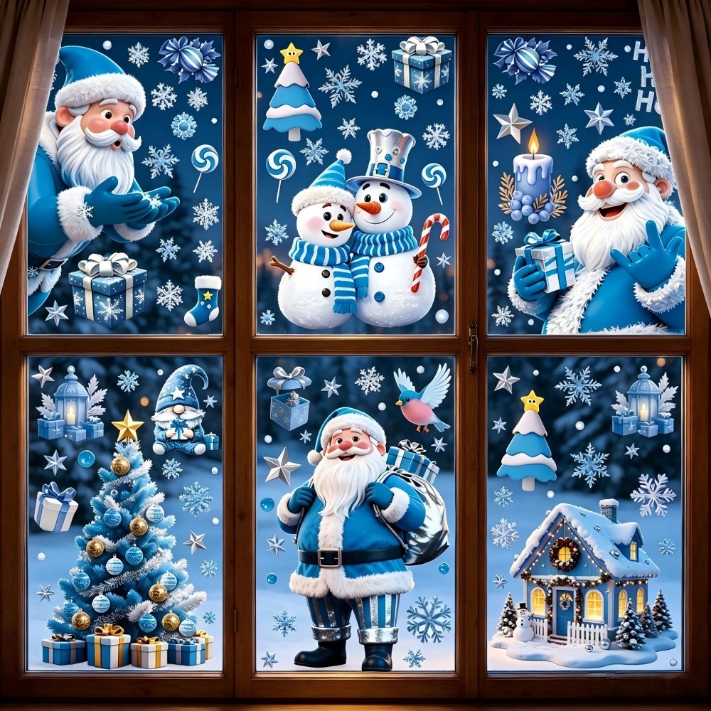 Snowflake Window Decal - Pegatinas Navideñas para Ventanas, Muñeco de
