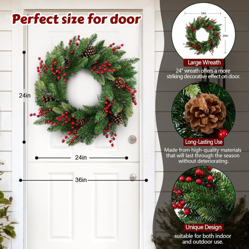 Guirnalda navideña artificial  - Christmas Wreath Fake reseña y precio