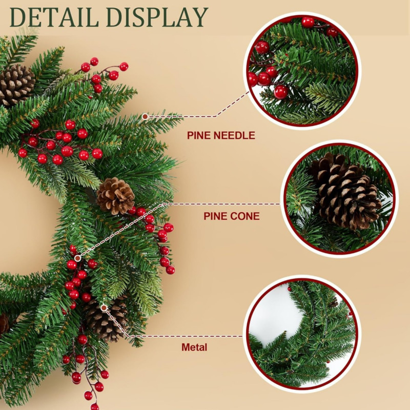 Guirnalda navideña artificial  - Christmas Wreath Fake reseña y precio