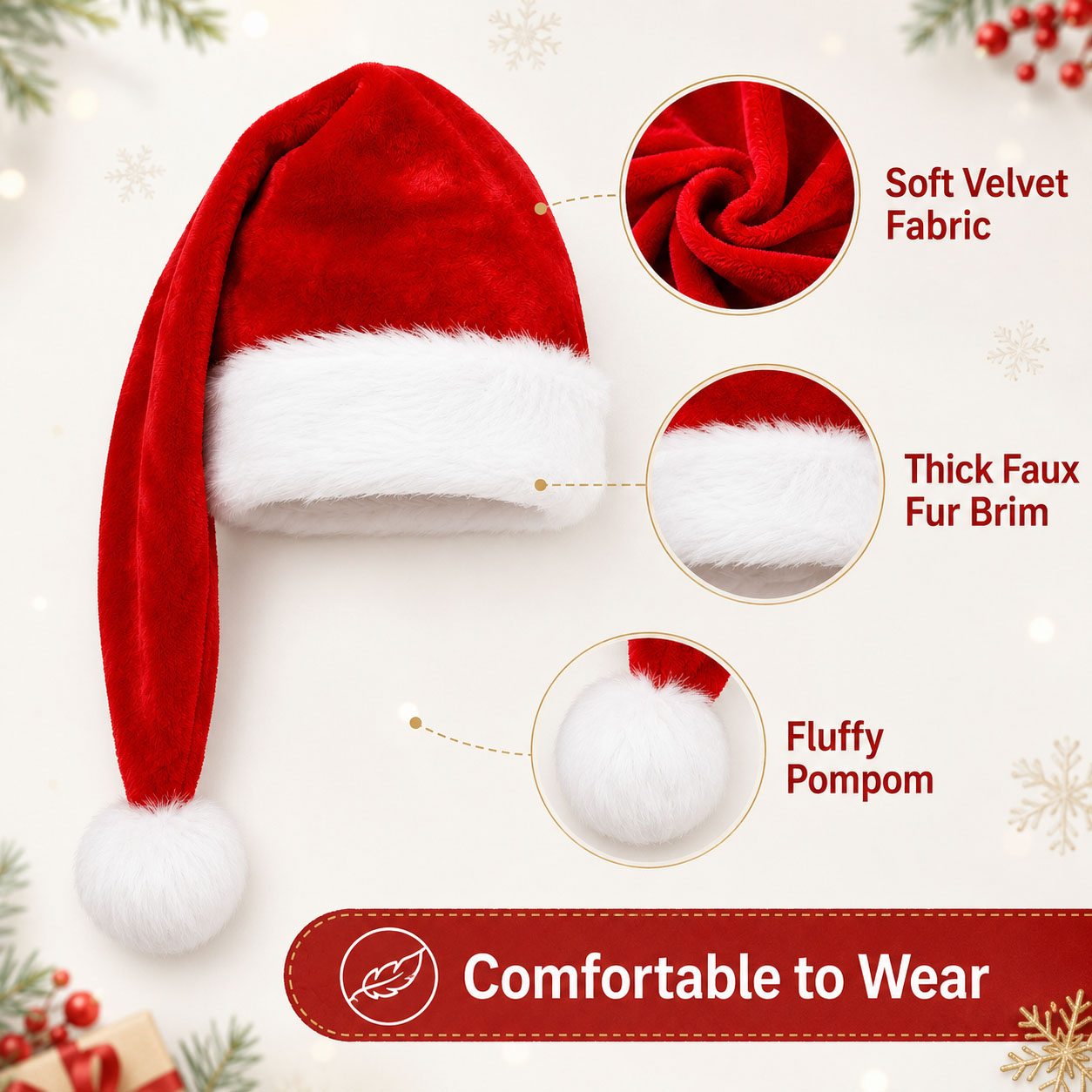 Juego de Gorros de Santa Rojos - Santa Hat Plush reseña y precio